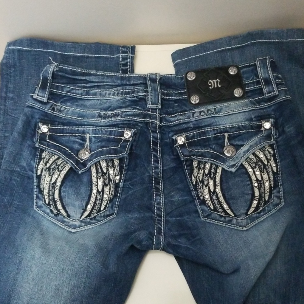 Perfect MissMe Jeans, Angel Wings, 27x30½ hemmed
